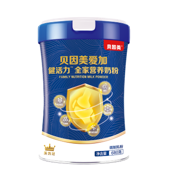 贝因美爱加健活力全家营养奶粉680克 骨能全开劲头足 唤起生命动力源 乳糖酶+牛初乳为基底，乳糖不耐受人群营养解决方案。  对骨骼的促进作用：155mg初乳碱性蛋白(CBP)+1000mg钙+VD  对肌肉的促进作用：特别添加浓缩乳清蛋白，激活肌肉。  对关节的促进作用：富含VC，促进胶原蛋白的合成。